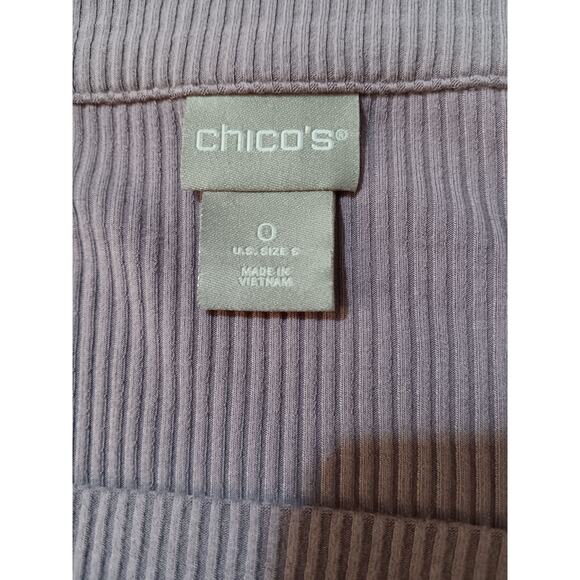 CHICO'S 0 Ribbed Purple Tunic Top Small 4 Square Neck Pullover Soft Comfort‎ - Picture 4 of 7